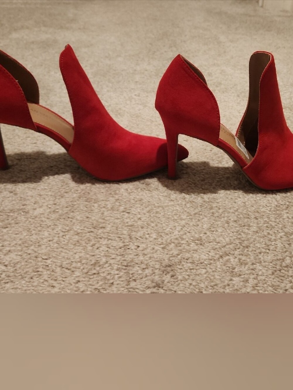 Christian Siriano Red Suede Pointed-Toe Slip-On Heels - Picture 4 of 6